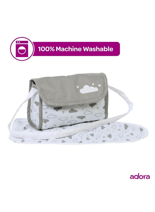 Adora حقيبة حفاضات دمية أدورا للأطفال مع أحزمة قوية، تشمل حصيرة تغيير و 2 حفاضات دمية (تناسب دمى 13 بوصة)، هدية عيد ميلاد للأعمار 3 سنوات فما فوق - نجوم متلألئة - Image 2