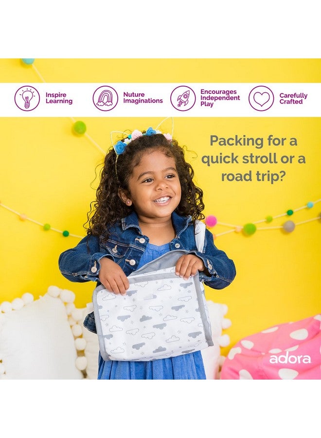 Adora حقيبة حفاضات دمية أدورا للأطفال مع أحزمة قوية، تشمل حصيرة تغيير و 2 حفاضات دمية (تناسب دمى 13 بوصة)، هدية عيد ميلاد للأعمار 3 سنوات فما فوق - نجوم متلألئة - Image 4