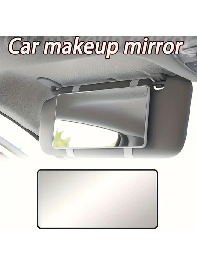 Black 1pc Car Makeup Mirror Wide Angle Tinted HD Full Coverage Sun Visor Clip On - Image 1