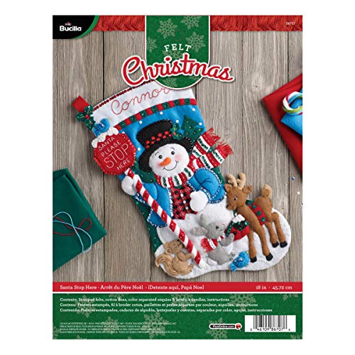 Bucilla Bucilla Felt Applique Stocking Kit 18Inch Santa Stop Here 