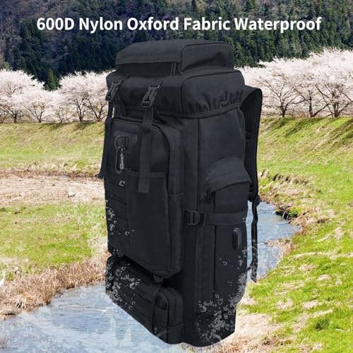 Ogetok 80L Hiking Backpack Camping Rucksack, 80 liters Large Capacity Outdoor Knapsack Travel Climbing Mountaineering Carry On Backpack Bag, Trekking Backpacking for Men Women, Black - Image 4