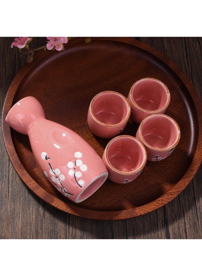 5 PCS Japanese Sake Set, 14.5 x 5.5 cm Ceramic Sake Set, Includes 1 Sake Bottle 4 Sake Cups For Serving Hot Or Cold Sake At Home Or At A Restaurant(GREEN) - Image 3