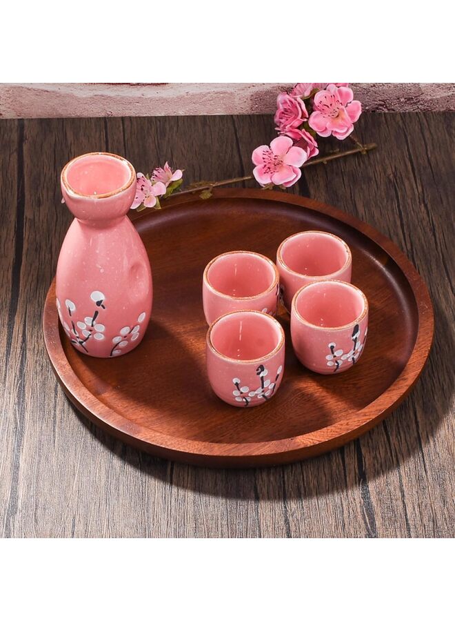 5 PCS Japanese Sake Set, 14.5 x 5.5 cm Ceramic Sake Set, Includes 1 Sake Bottle 4 Sake Cups For Serving Hot Or Cold Sake At Home Or At A Restaurant(GREEN) - Image 4