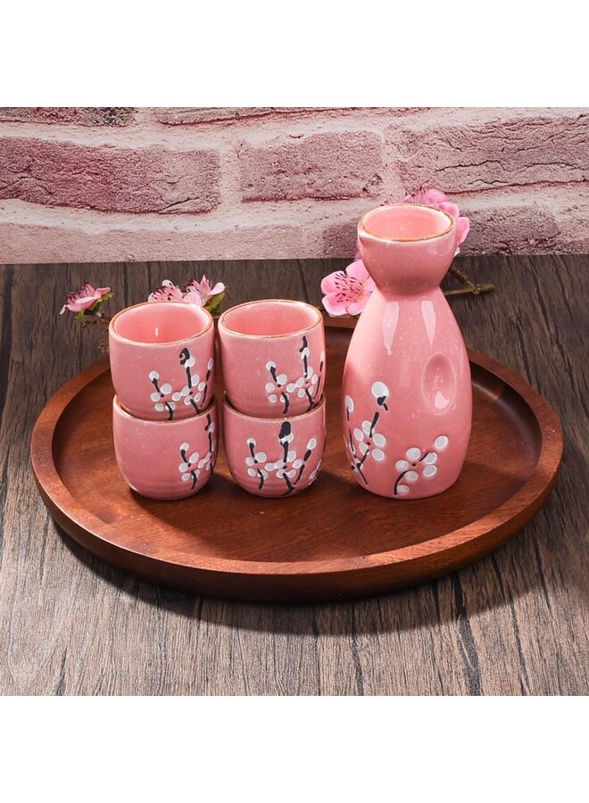 5 PCS Japanese Sake Set, 14.5 x 5.5 cm Ceramic Sake Set, Includes 1 Sake Bottle 4 Sake Cups For Serving Hot Or Cold Sake At Home Or At A Restaurant(GREEN) - Image 5