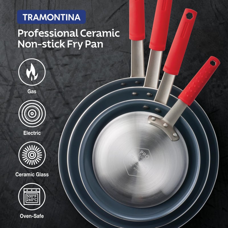 Tramontina Professional 12-Inch Ceramic Non Stick Large Frying Pan, Heavy-Gauge Aluminum Skillet with Ceramic Nonstick Coating, Dishwasher and Oven Safe, Gray - Image 4