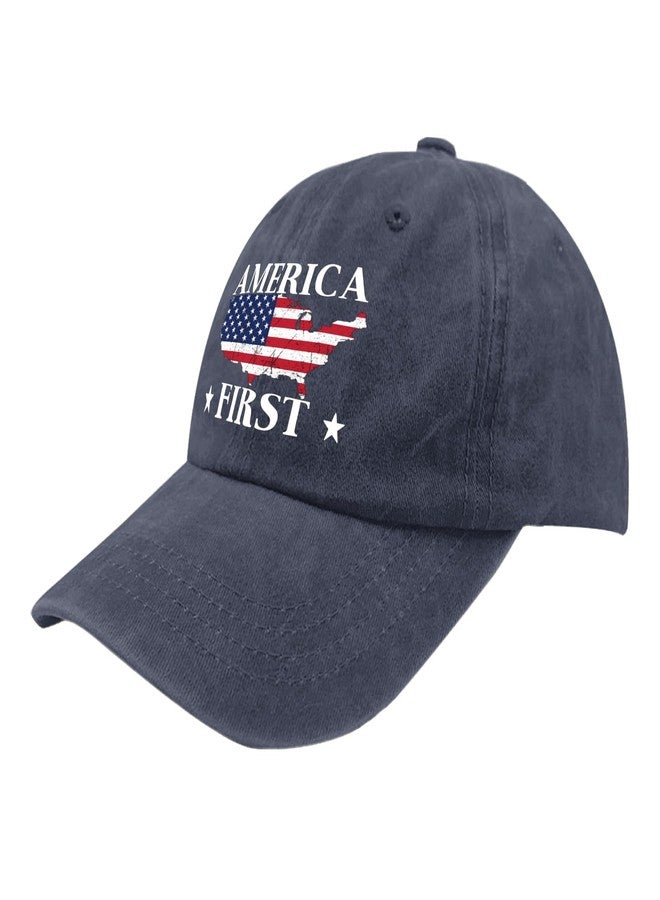 ODCRAT America Caps Music Hat Navy Blue Hiking Hat Women Gifts for Men Golf Caps - Image 2