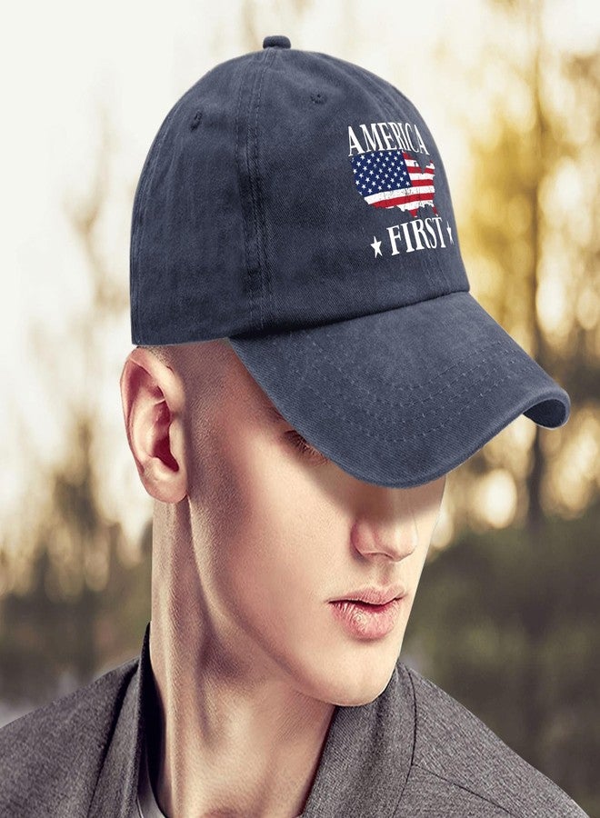 ODCRAT America Caps Music Hat Navy Blue Hiking Hat Women Gifts for Men Golf Caps - Image 4