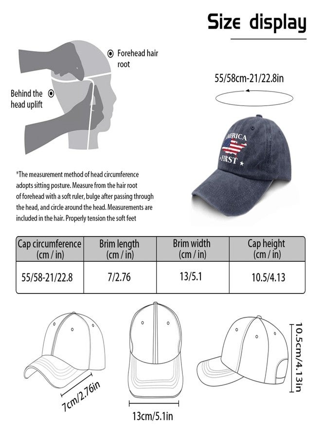 ODCRAT America Caps Music Hat Navy Blue Hiking Hat Women Gifts for Men Golf Caps - Image 3