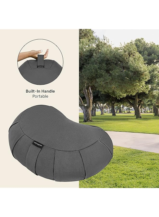 Retrospec Sedona Zafu Meditation Cushion Filled w/ Buckwheat Hulls Yoga Pillow for Meditation Practices Machine Washable 100% Cotton Cover & Durable Carry Handle Round & Crescent - Image 3