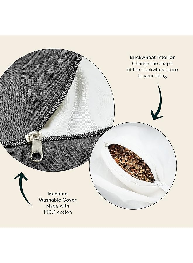 Retrospec Sedona Zafu Meditation Cushion Filled w/ Buckwheat Hulls Yoga Pillow for Meditation Practices Machine Washable 100% Cotton Cover & Durable Carry Handle Round & Crescent - Image 2