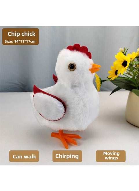 Electric Plush Duckling Quack Quack Toy Can Walk Can Call Can Move Machine Simulation Plush Duckling Electronic Pet-Color:Chip Chick (white) Simulated Barking Sound