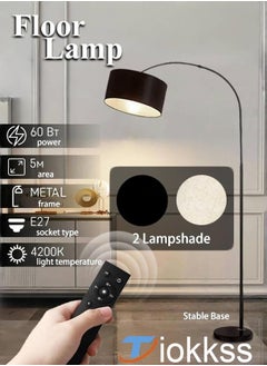 Tiokkss Floor Lamps for Living Room, Modern Standing Lamp with Remote Control, Tall Reading Lamp with Brightness Adjustable 5 Color Temperatures for Bedroom, Office Bulb Included Black 185x100 cm  - Image 1