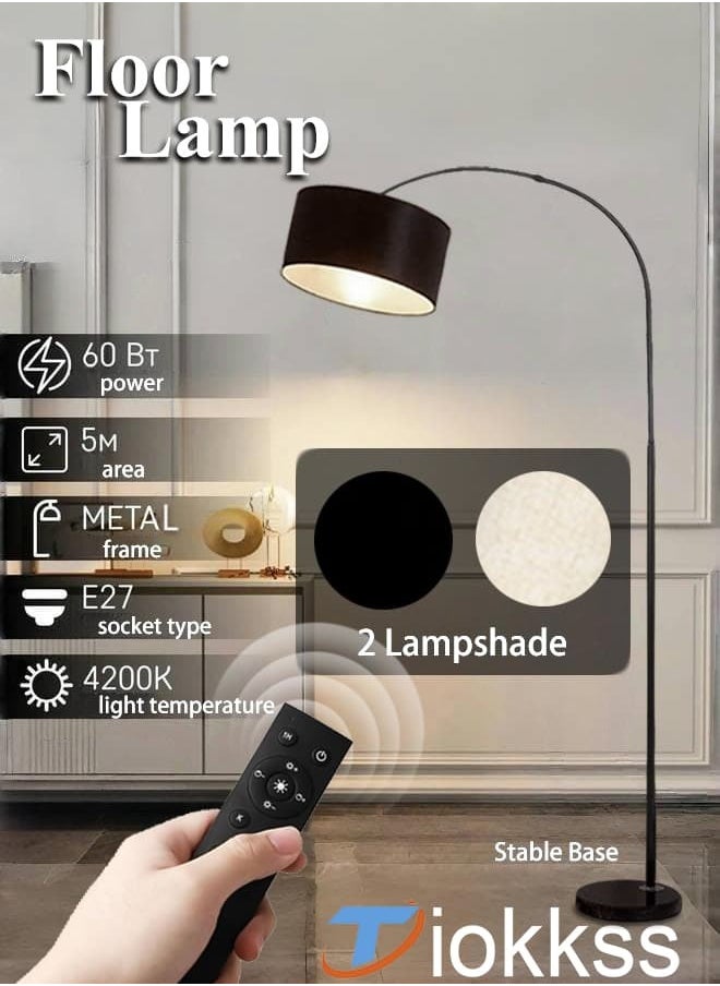 Tiokkss - Floor Lamps for Living Room, Modern Standing Lamp with Remote Control, Tall Reading Lamp with Brightness Adjustable 5 Color Temperatures for Bedroom, Office Bulb Included Black 185x100 cm - Image 1