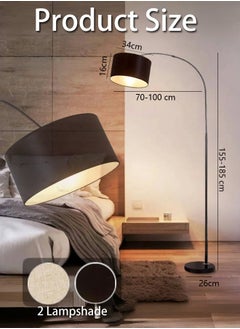 Tiokkss Floor Lamps for Living Room, Modern Standing Lamp with Remote Control, Tall Reading Lamp with Brightness Adjustable 5 Color Temperatures for Bedroom, Office Bulb Included Black 185x100 cm  - Image 5