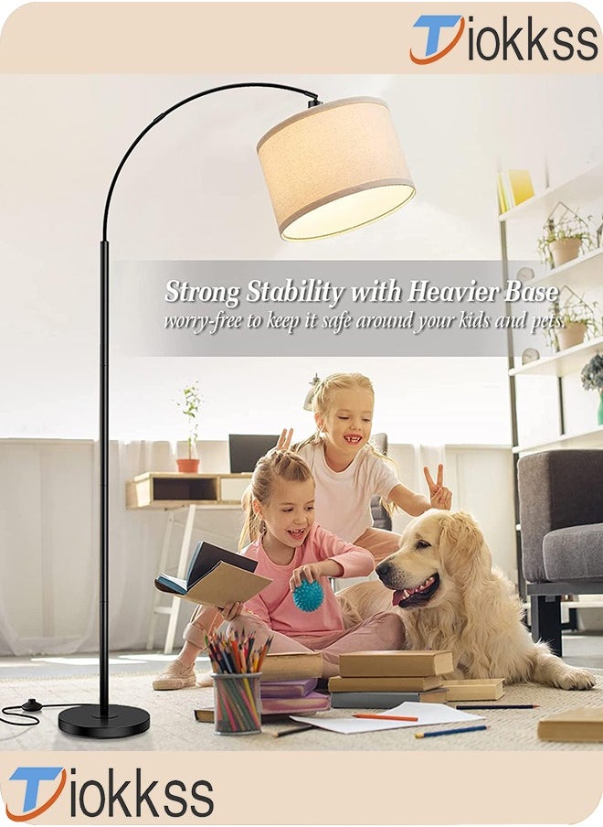 Tiokkss - Floor Lamps for Living Room, Modern Standing Lamp with Remote Control, Tall Reading Lamp with Brightness Adjustable 5 Color Temperatures for Bedroom, Office Bulb Included Black 185x100 cm - Image 1