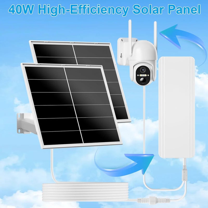 VUEBEE 40W Solar Panel Kit and 30000mAh Battery for PTZ Security Cameras, 5V/12V Adjustable Output, USB-C & DC Plugs, 360° Mount, IP66 Waterproof - Image 3