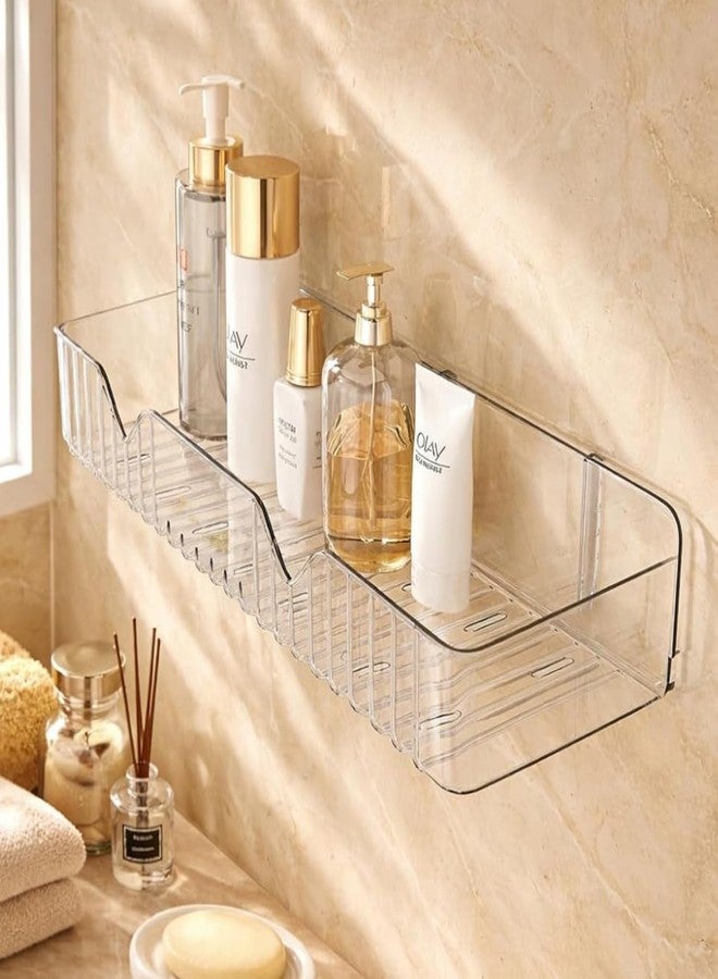 ZOCKRIX Transparent Acrylic Bathroom Shelf Wall Mounted No-Drill Storage Rack with Drain Design - Waterproof Shower Organizer | Multipurpose Kitchen and Wash Basin Use Pack of 1 - Image 1