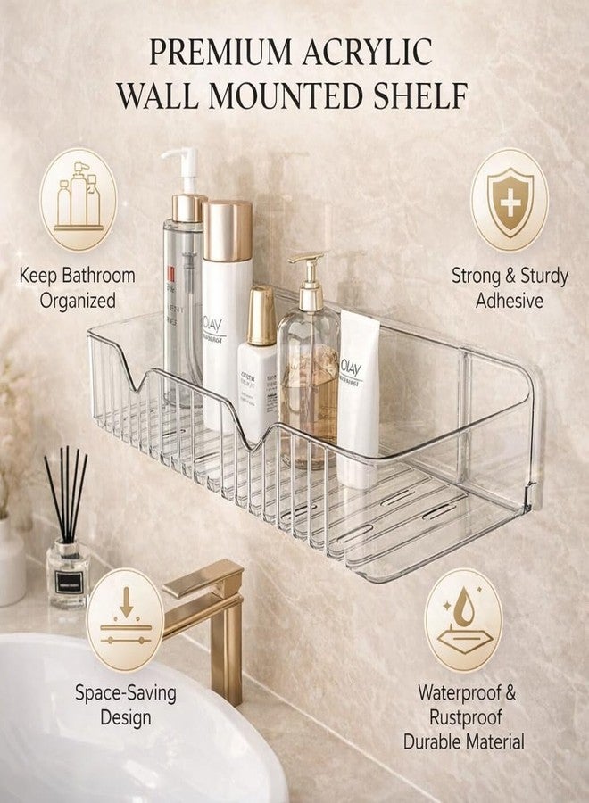 ZOCKRIX Transparent Acrylic Bathroom Shelf Wall Mounted No-Drill Storage Rack with Drain Design - Waterproof Shower Organizer | Multipurpose Kitchen and Wash Basin Use Pack of 1 - Image 5