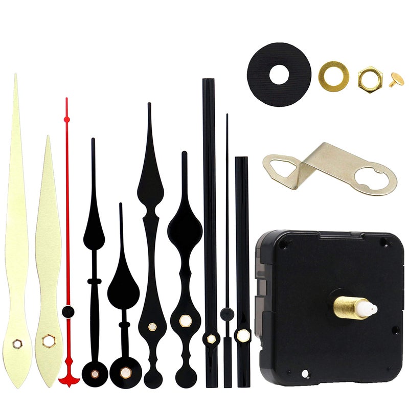 TIKROUND TIKROUND 12888 Quartz DIY Wall Clock Movement Mechanism Repair Parts Replacement Kit Sweep Silent Movement13mm 12 Inch Maximum Dial Thickness 23mm 2932 Inch Total Shaft LengthBlack Hand 