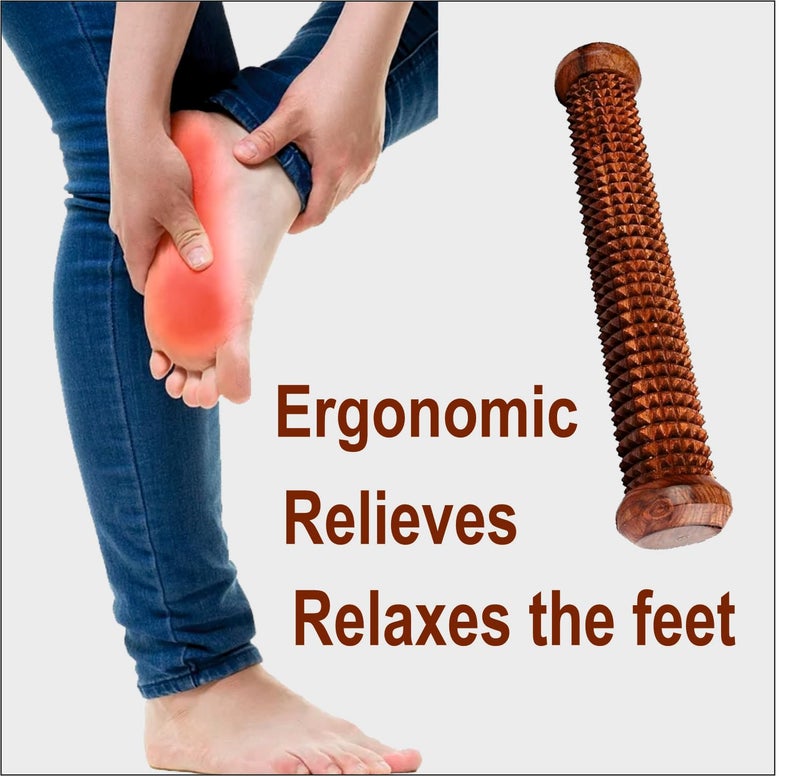 Flavoma Sheesham Wooden Handheld Foot/Feet Massager Roller Stress Acupressure | Massage Roller for Back, Neck, Shoulders & Legs, Large Foot Massager for Pain Relief - Image 5