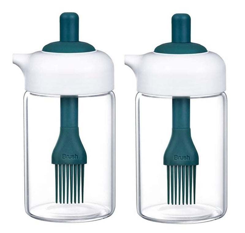 STARKENDY® Oil Dispenser with Brush 230 ml 2IN1 Olive Oil Jar Dispenser Bottle, Wide Opening Oil Bottle Container for Cooking, Baking, BBQ, Marinating (Pack of 2) - Image 1