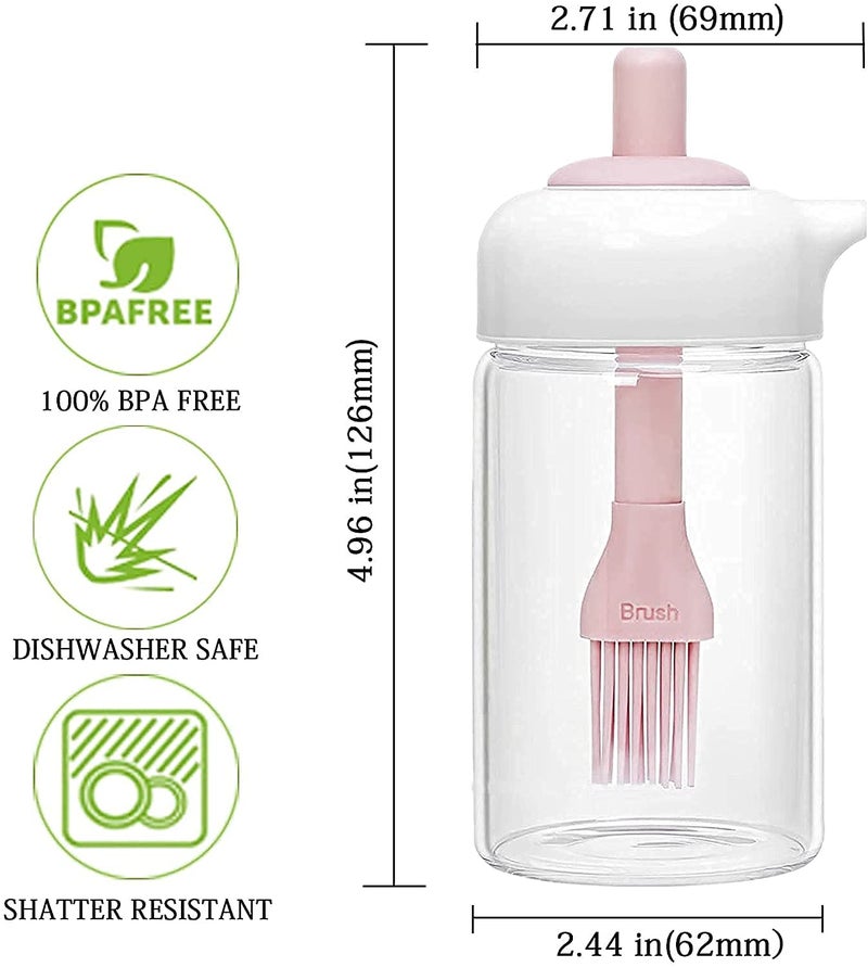 STARKENDY® Oil Dispenser with Brush 230 ml 2IN1 Olive Oil Jar Dispenser Bottle, Wide Opening Oil Bottle Container for Cooking, Baking, BBQ, Marinating (Pack of 2) - Image 2