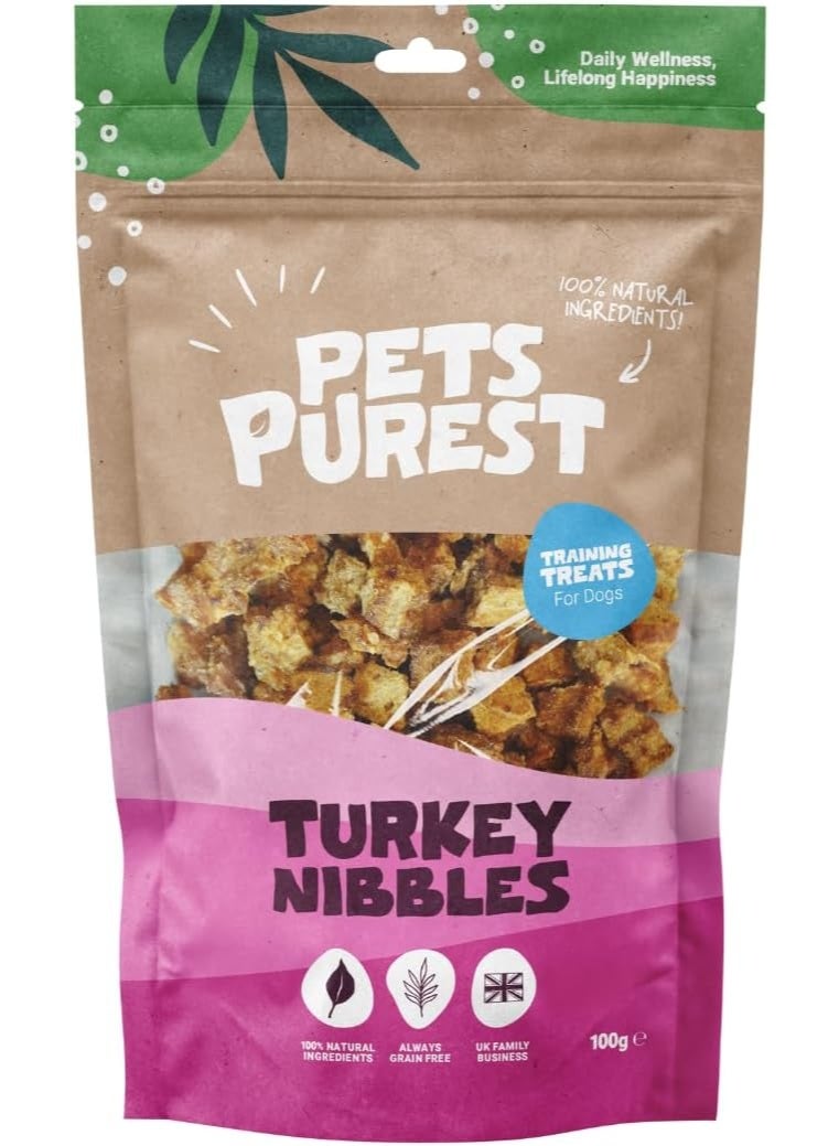 Pets Purest Turkey Nibble Dog Treats, Air-Dried Dog Training Treats - 100% Natural, Grain Free, Low Fat, Raw Dog Treats for Puppy, Adult & Senior - 100g - Image 1
