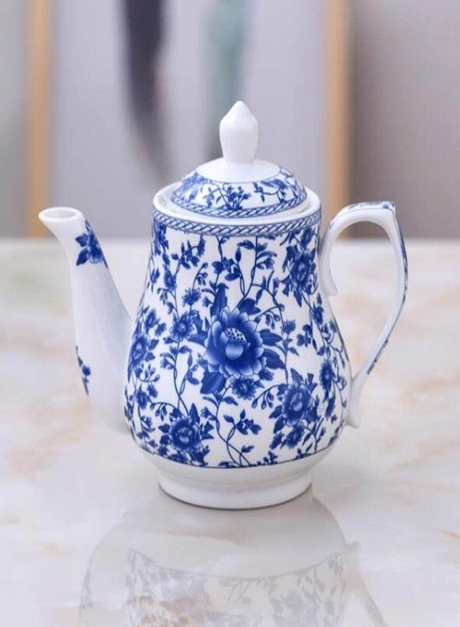 123Arts Teapot, Ceramic Tea Pot, Blue and White Teapot, Tea Pot for Home Office, 25 Oz - Image 4