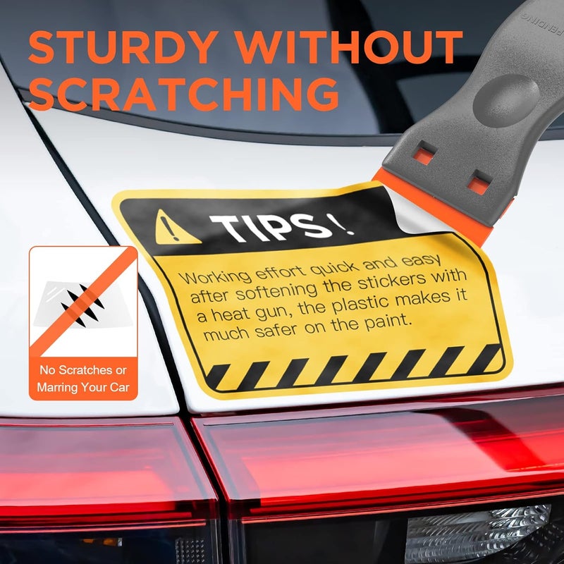 HELEMAN Plastic Razor Blades Scraper Tool - 2 Pack Wall Paint Remover with 100 PCS Blades Kit No Scratch Car Window Glass Wood Sticker Removal Floor Stove Kitchen Vinyl Adhesive Decal Tape Cleaning - Image 3
