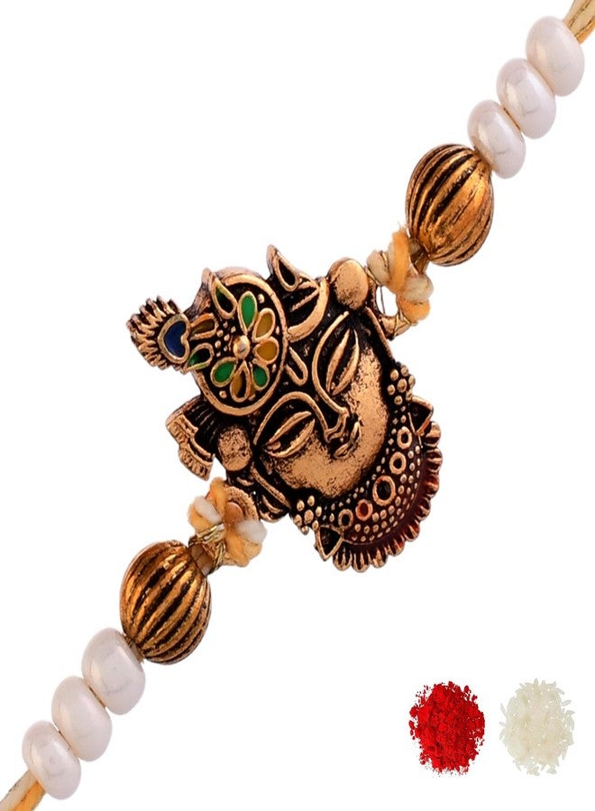 VOYLLA Studded Yellow Thread Mens Rakhi For Brother|Pack Of 1|Rakhi Special| - Image 1