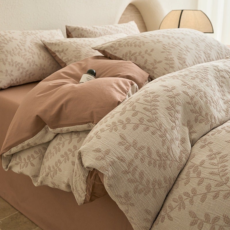 100% Cotton Three-Layer Yarn-Dyed Bedding Set - Luxurious Retro Style