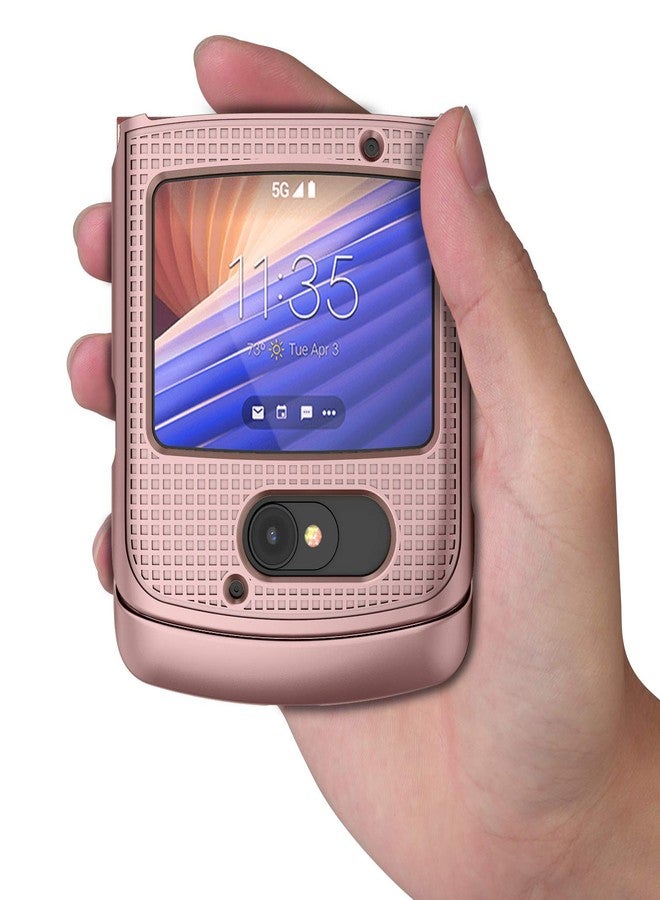نيكيد سيل فون جراب Nakedcellphone مع مشبك لهاتف Motorola RAZR 5G القابل للطي، [ذهبي وردي] غطاء صلب رفيع مع حامل حزام [دوار/بسقاطة] لهاتف Moto RAZR 5G القابل للطي (2020) XT2071 - Image 5