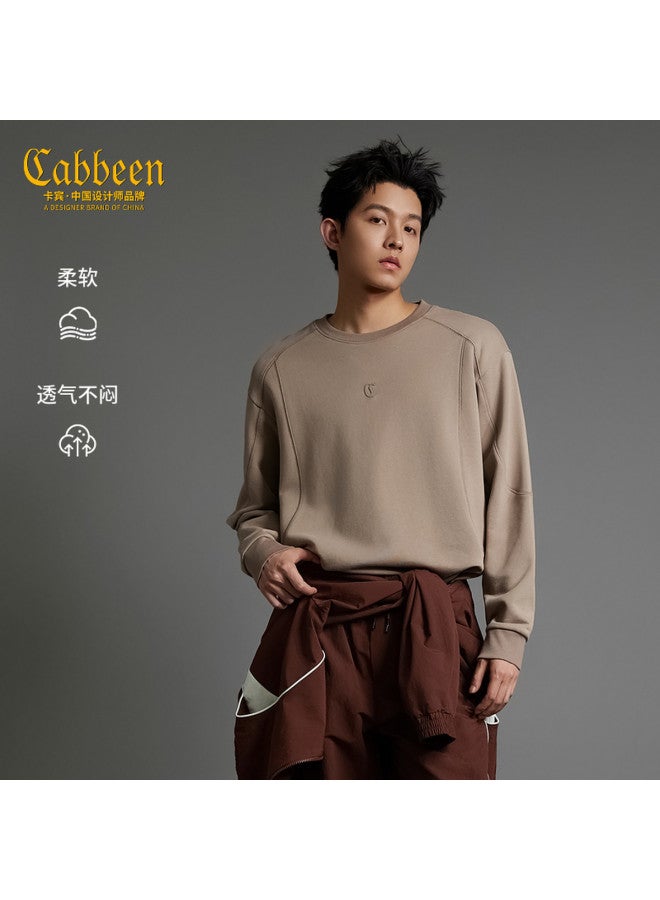 Cabbeen Raglan Sleeve Sweatshirt Men Creative Split Line High-frequency Logo 26 Spring Long Sleeve Sweatshirt - Image 2