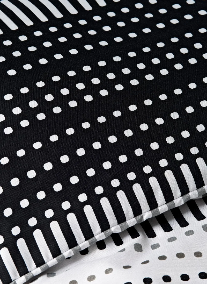 Matalan Black Dotty Stripe Duvet Set