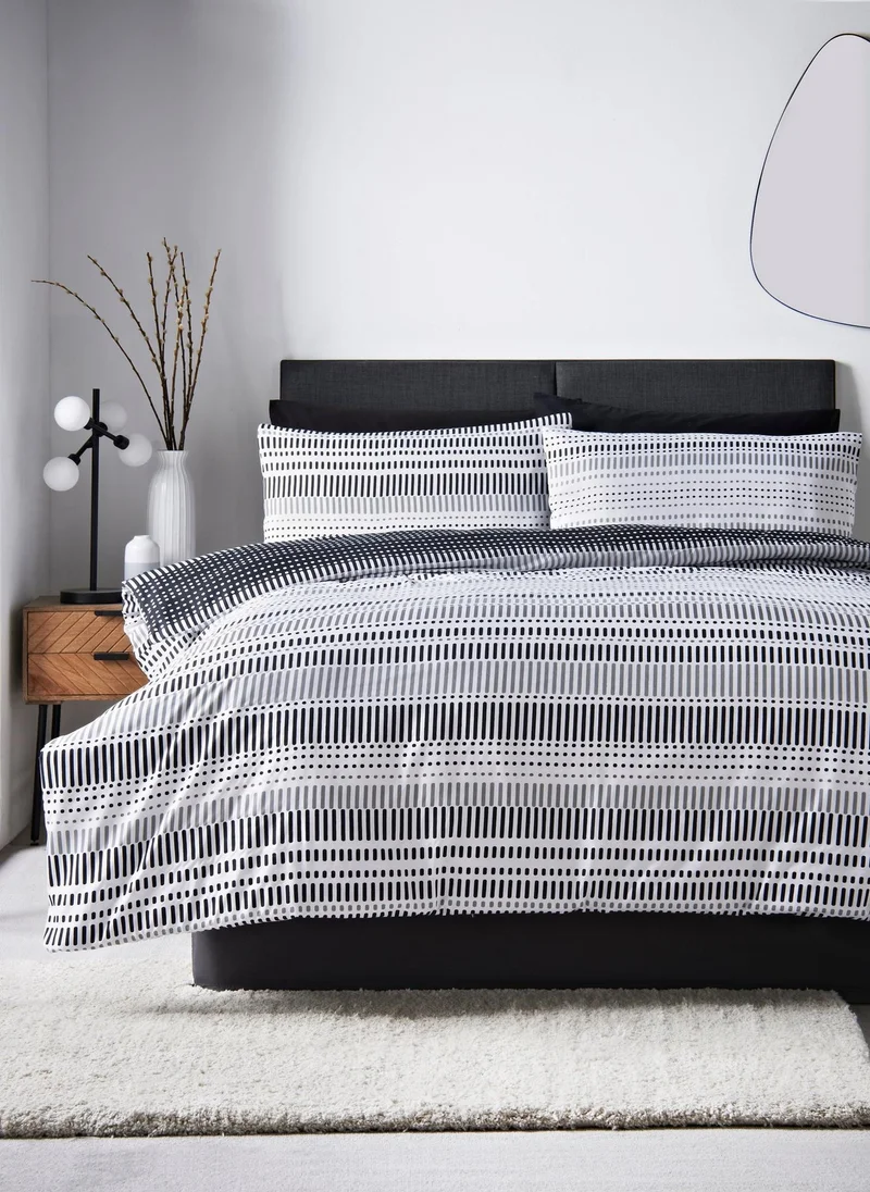 Matalan Black Dotty Stripe Duvet Set