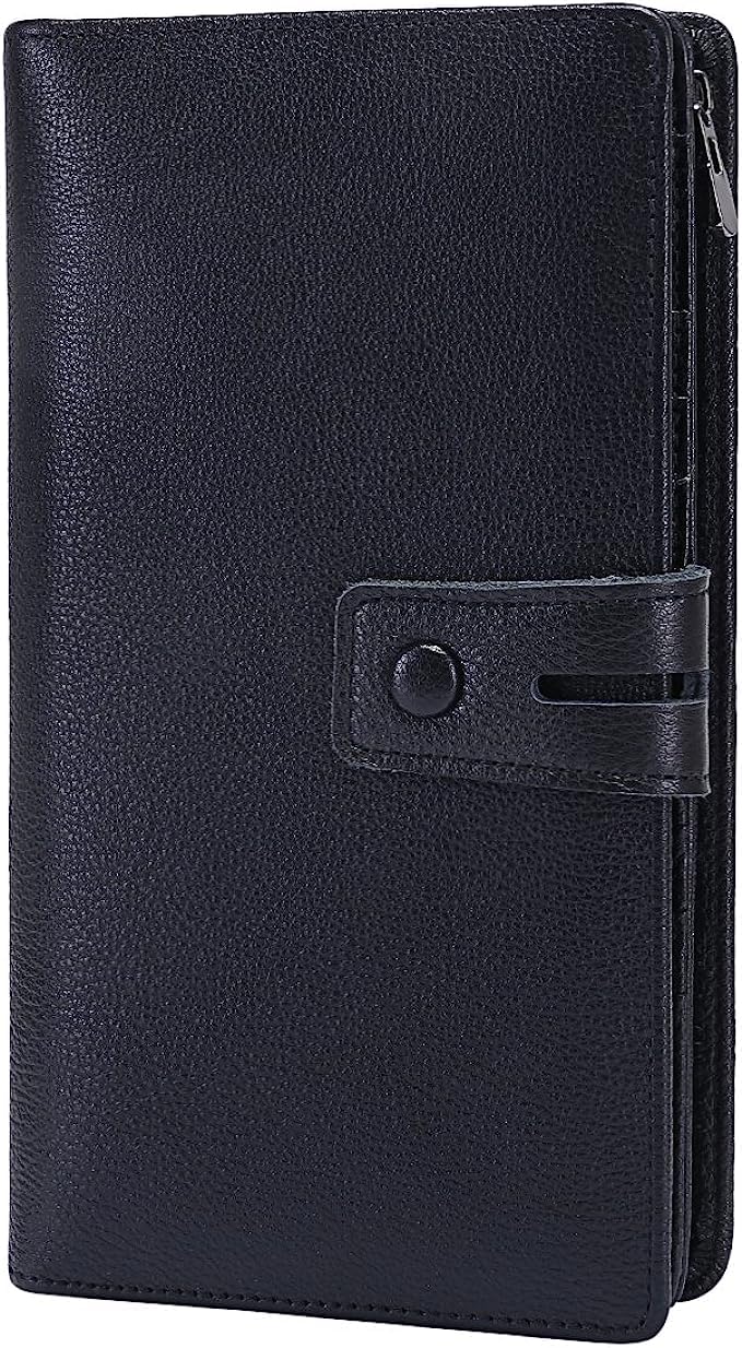 Itslife Womens WalletLarge Capacity RFID Blocking Leather Wallets Credit Cards Organizer Ladies Wallet with Checkbook HolderBlack