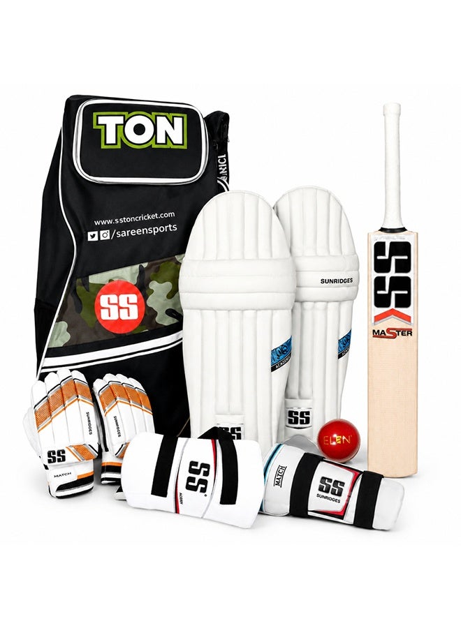 SS Cricket Kit Size 5 with Bat, Pads, Gloves, Thigh Guard, Elbow Guard, Ball & Bag – Complete Junior Cricket Set - Image 1