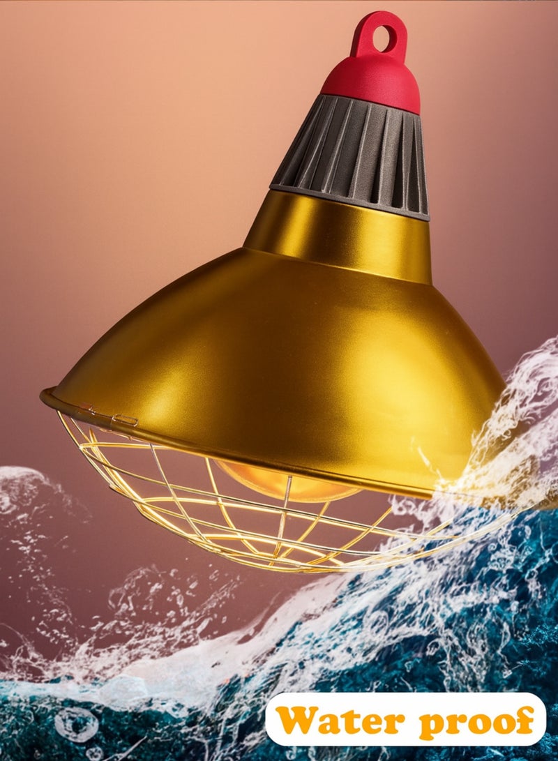 مصباح تدفئة للحيوانات الأليفة والدواجن مزود بمصباح ٦٠ واط - عاكس معدني، واقٍ شبكي، وسلسلة تعليق بطول مترين | مصباح تدفئة للحاضنات للصيصان، والجراء، والقطط الصغيرة، والطيور، والزواحف - Image 4