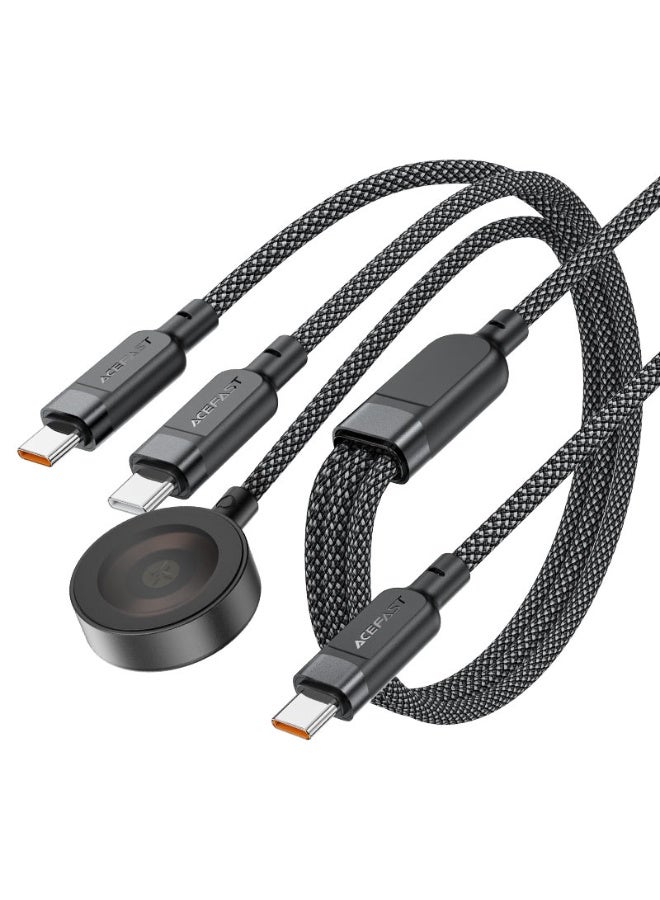 أسيفاست كابل شحن ACEFAST 3 في 1 100 واط USB-C مع شاحن ساعة لاسلكي، كابل شحن سريع مجدول 1.2 متر ونقل البيانات لأجهزة MacBook وiPad وأجهزة الكمبيوتر المحمولة والهواتف الذكية وأجهزة USB-C C6-11 - Image 1