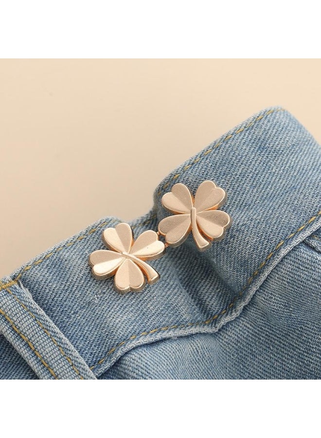 1Pair Four Leaf Clover Tightener Adjustable Waist Buckle For Jeans No Sewing Required Button Removable Pants Skirts Waist Button 