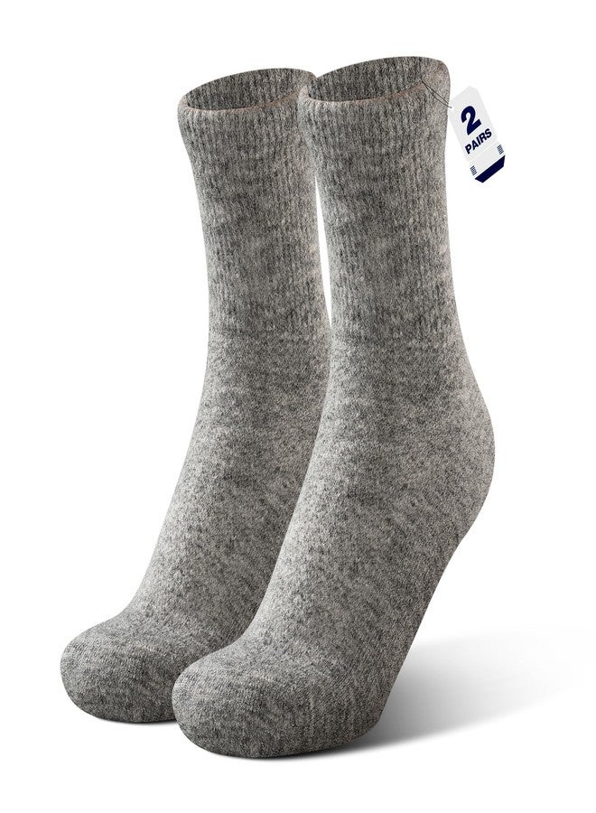 Rahhint Alpaca Wool Diabetic Socks for Men Women Non Binding Wide Loose Fit Thick Warm Soft Seamless Moisture Breathable-GreyL - Image 1