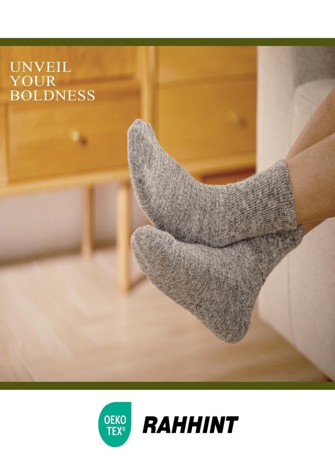 Rahhint Alpaca Wool Diabetic Socks for Men Women Non Binding Wide Loose Fit Thick Warm Soft Seamless Moisture Breathable-GreyL - Image 4