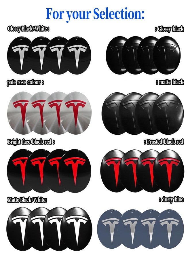 Knomix 4 Pack Aluminum Waterproof Wheel Cover Center Emblem Sticker for Tesla Model 3 Model Y 56mm Hubcaps Wheel Rim Cover (Matte Black) - Image 2