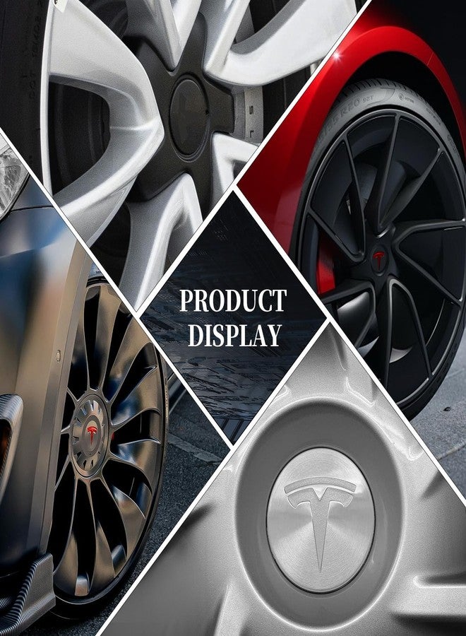 Knomix 4 Pack Aluminum Waterproof Wheel Cover Center Emblem Sticker for Tesla Model 3 Model Y 56mm Hubcaps Wheel Rim Cover (Matte Black) - Image 5