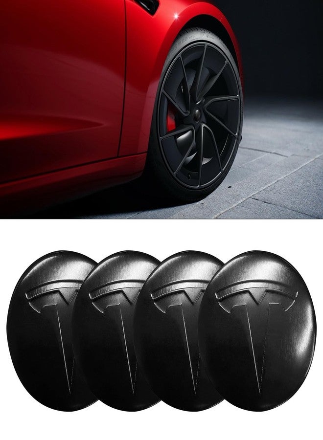 Knomix 4 Pack Aluminum Waterproof Wheel Cover Center Emblem Sticker for Tesla Model 3 Model Y 56mm Hubcaps Wheel Rim Cover (Matte Black) - Image 4