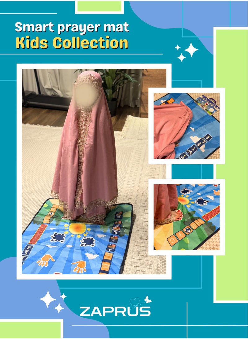 Zaprus - Muslim Prayer Mat for Kids Learning & Education - Interactive Electronic Rug with Prayer Guidance & Multi-Language Audio Carpet (110x70cm) - Image 1