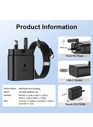 45W Super Fast Charger for Samsung Galaxy S26 Ultra/+/Plus, S24 U ltra, S23 Ul tra, S25 Ultra, A56, A36, Honor Magic 7 Pro, 7 Lite, 6 Lite, X6b, 200, Google Pixel USB C Plug 5A Charging Cable, PPS PD 3.0 Charge - view 4