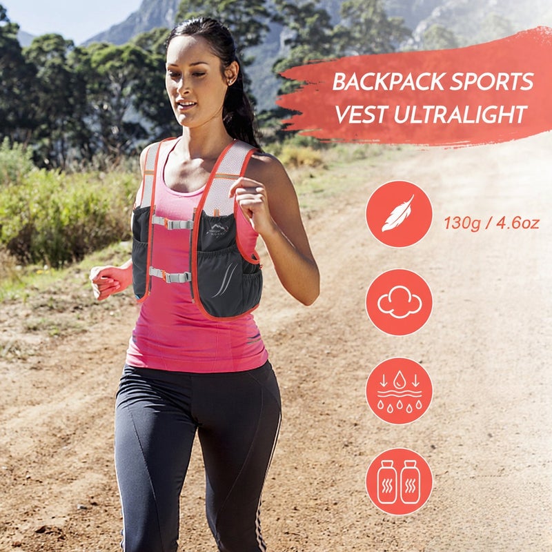 Outdoor Running Backpack with Two Water Bladders Bicycle Backpack Sports Vest Ultralight Riding Bag Women Men Breathable Jogging Sport Backpack Soft Water Flask For Camping Hiking Cycling Sport Bag - Image 5