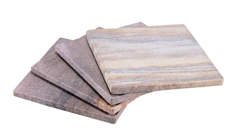 KLEO Coaster Set Made of Natural Rainbow Stone Natural Water Absorbent Unique Table Coaster Set Square