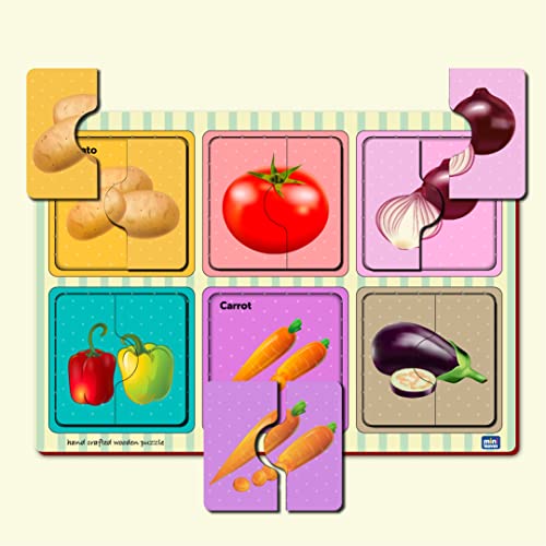 Mini Leaves Vegetables 2 Pieces Wooden Puzzle Set, Kids Toys for 2-5 Years Boy, Educational Jigsaw, Zero Plastic, My First Learning Puzzle for Picture Matching, Toys for 2+ Year Old Boy - Image 3